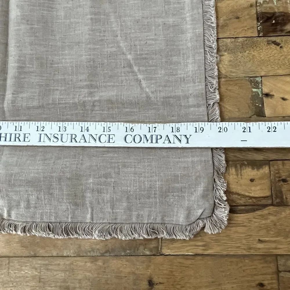 Square Pillow Shams (2) 19in x 19in Linen Blend Brown w/ Frayed Edges Zipper